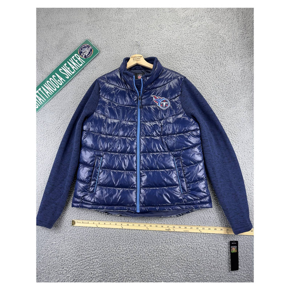 NFL Jacket Womens 2XL XXL Navy Blue Tennessee Titans Oilers Football Zip Hybrid - Picture 1 of 11